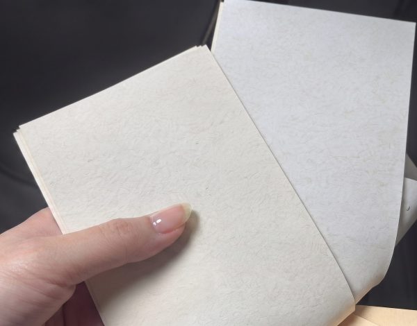Comparison between warm grey and off white Colored Eco-Friendly Fiber Paper